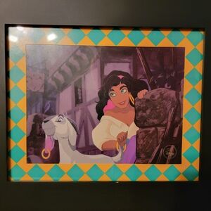 Disney Art with Esmeralda and Djali in Purple and Yellow